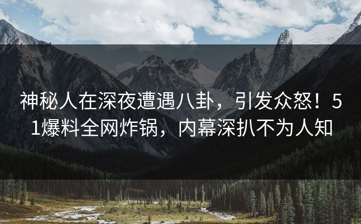 神秘人在深夜遭遇八卦，引发众怒！51爆料全网炸锅，内幕深扒不为人知