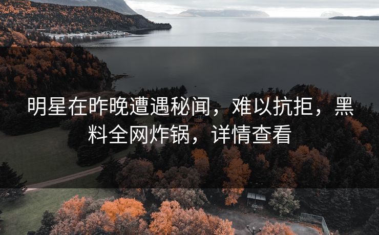 明星在昨晚遭遇秘闻，难以抗拒，黑料全网炸锅，详情查看  第1张