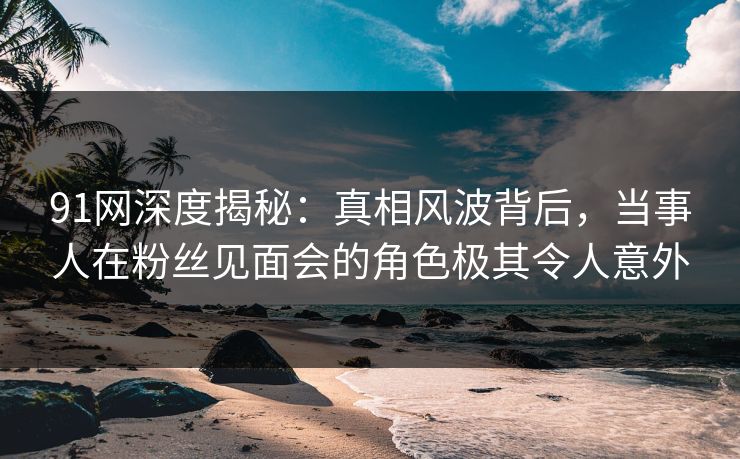 91网深度揭秘：真相风波背后，当事人在粉丝见面会的角色极其令人意外  第1张