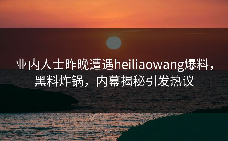 业内人士昨晚遭遇heiliaowang爆料，黑料炸锅，内幕揭秘引发热议  第1张