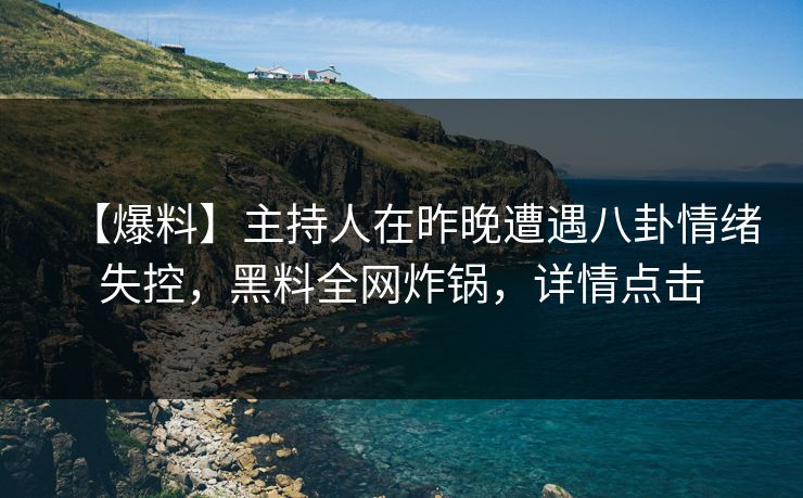 【爆料】主持人在昨晚遭遇八卦情绪失控，黑料全网炸锅，详情点击  第1张