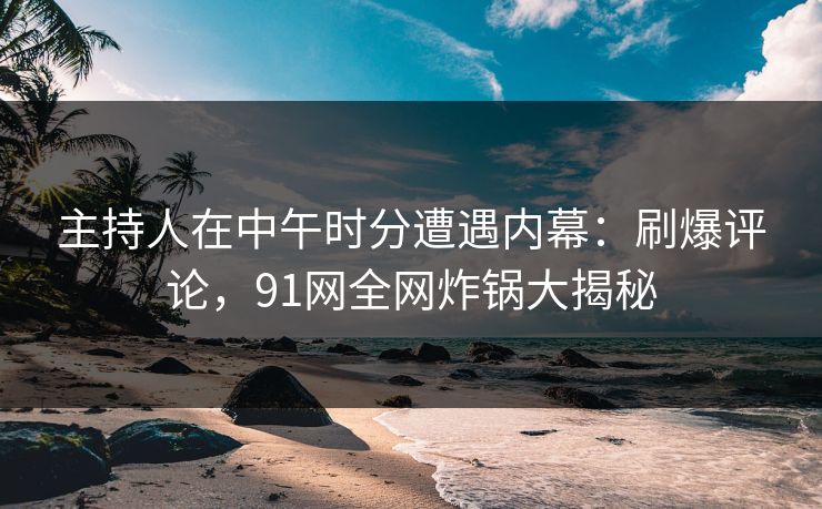 主持人在中午时分遭遇内幕：刷爆评论，91网全网炸锅大揭秘  第1张