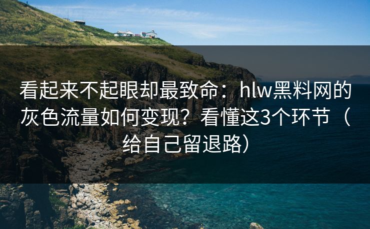 看起来不起眼却最致命：hlw黑料网的灰色流量如何变现？看懂这3个环节（给自己留退路）